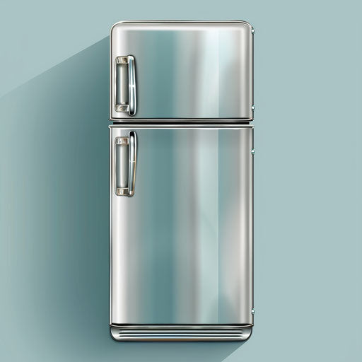 Realistic illustration of a refrigerator on random flat background