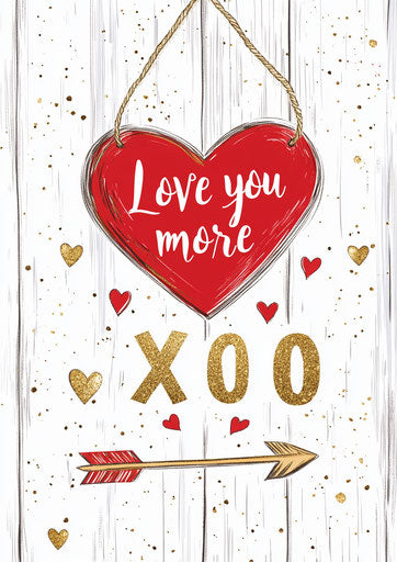 Valentine's Day sign with heart and golden letters