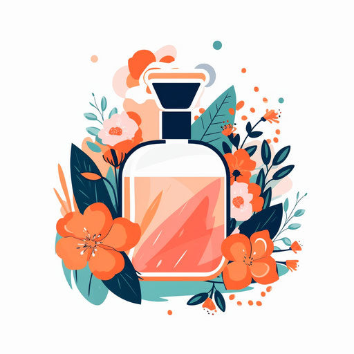 Minimalist style perfume bottle illustration on white background
