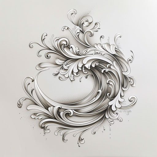 Elegant sketch of a silver wave with delicate curves