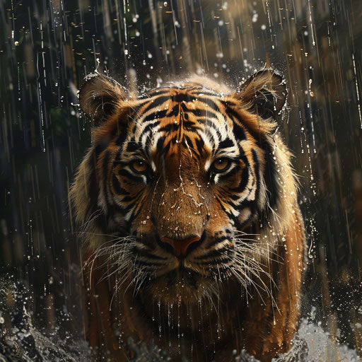 Tiger in monsoon, symbol of resilience and strength
