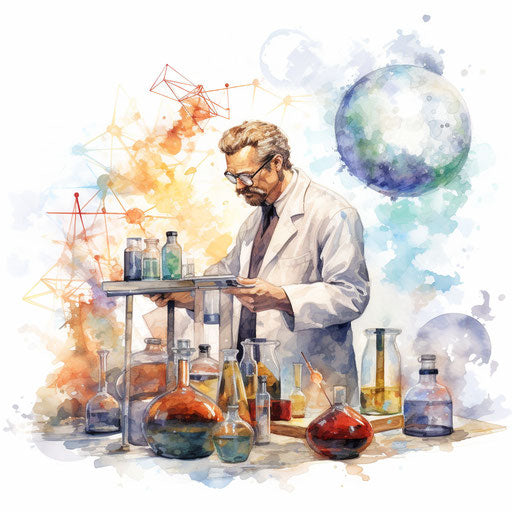 Science clip art in oil painting style