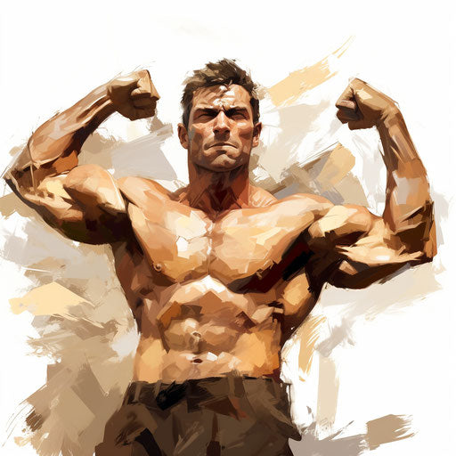 Strength in Oil painting on white background