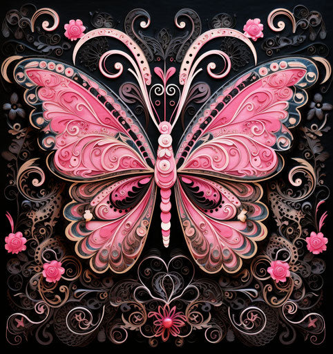 Pretty butterfly with pink lace and florals