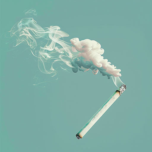 Realistic smoking illustration on flat, serene aqua background