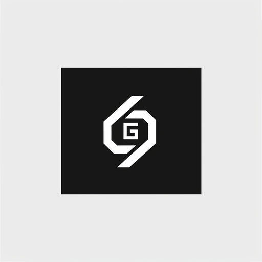 Brand logo with a modern icon and bold typography, using a monochrome color scheme