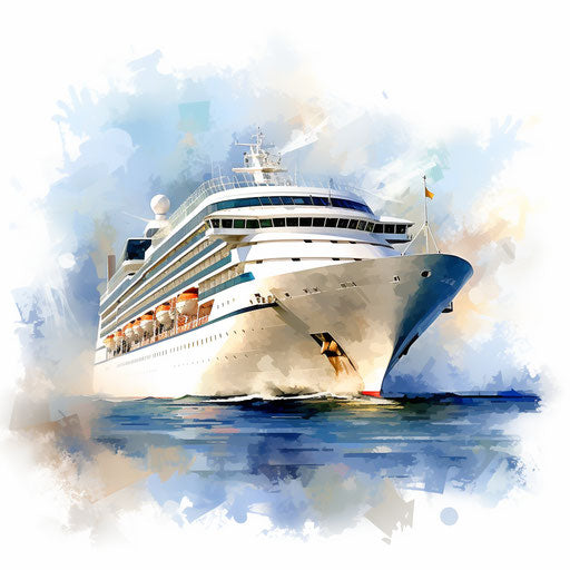 Cruise in Oil painting style, on white background