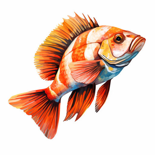 Fish clipart in the style of Oil painting, on a white background