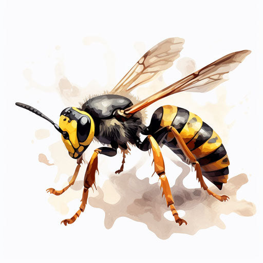 Wasp clipart in the style of an oil painting, on a white background