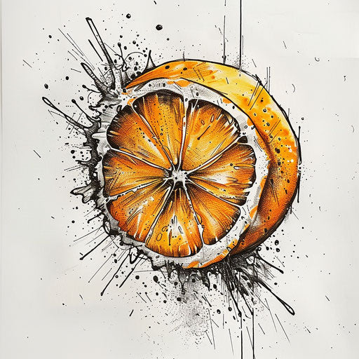 Vibrant tattoo sketch of lively lemon explosion