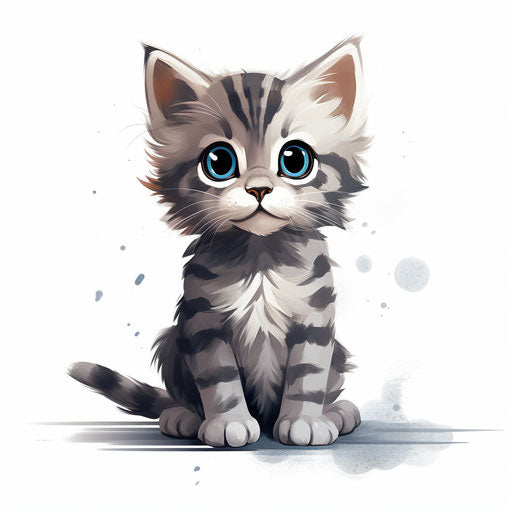 Cute cat clipart in the style of Chiaroscuro Art, on a white background