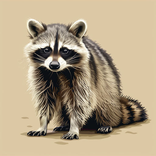 Raccoon clipart with realistic quality on flat beige background