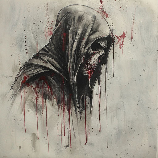 Horror-themed tattoo sketch of a reaper death seal