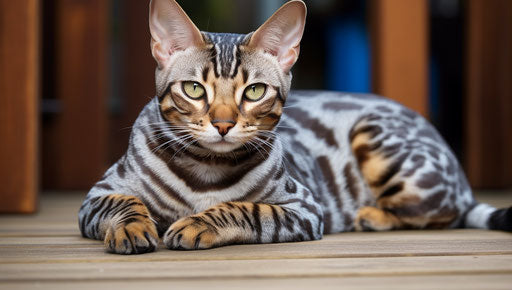 Bengal cat on the ground, dark white silver style, geometric shapes, mallgoth, swirling, rich texture