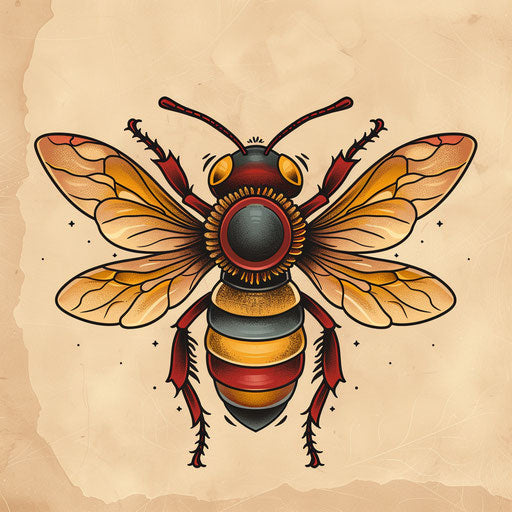 Nostalgic tattoo sketch of a queen bee