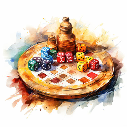 Board game clipart in the style of oil painting