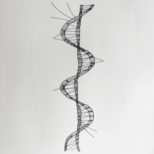 Minimalist black and white DNA tattoo sketch