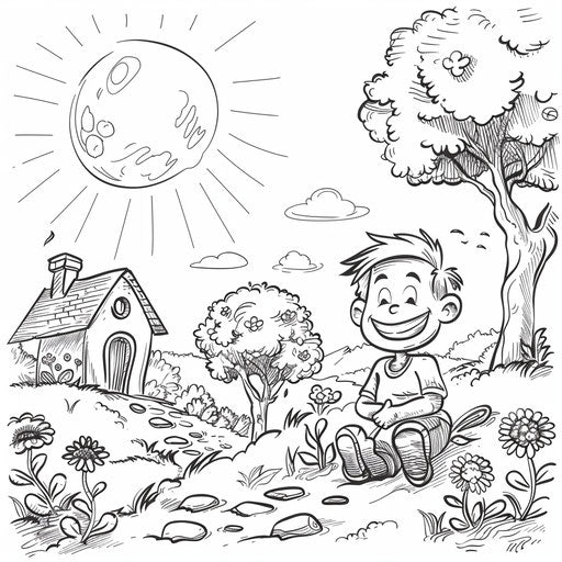 Playful cartoon scene promoting positive mental health