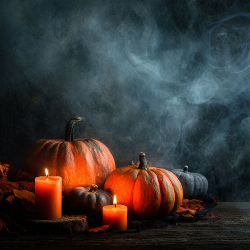Eerie Halloween Atmosphere with Festive Pumpkins
