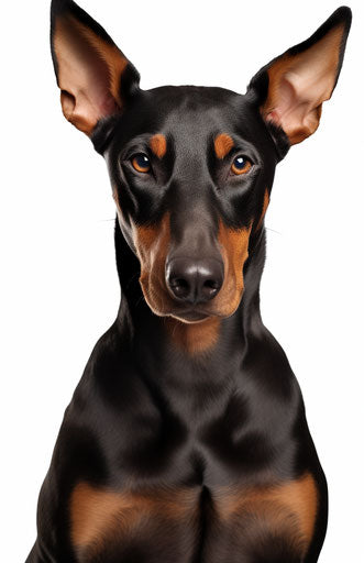 Doberman pinscher with ear and hair clipart