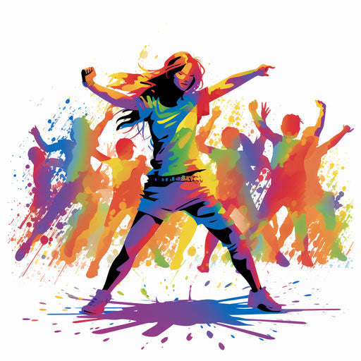 Zumba clipart in the style of Impressionistic Art, on white background