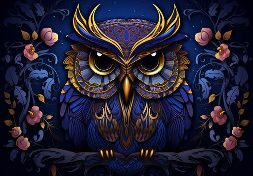 Owl, symbol of history and nature, art nouveau style