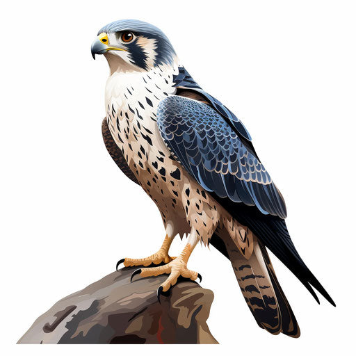 Falcon in Chiaroscuro Art style on white background