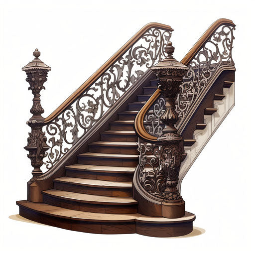 Stairs drawing in the style of Chiaroscuro Art