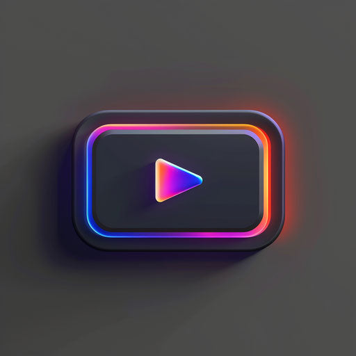 Futuristic logo for YouTuber with sleek lines and neon color palette, on dark gray background
