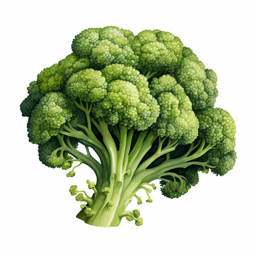 Broccoli clipart in the style of Oil painting, on a white background