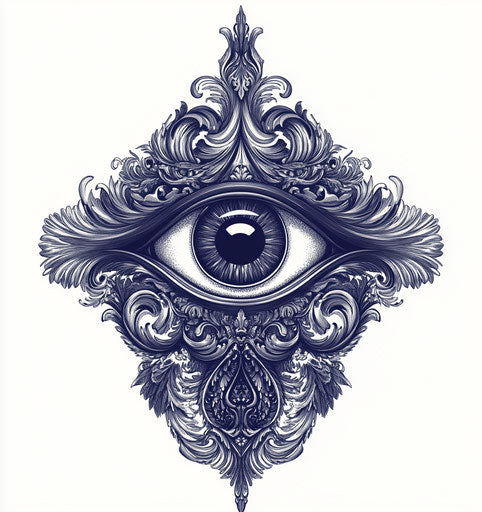 Eye of all seeing in ornate decoration style