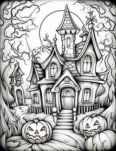Halloween coloring pages for kids, allover composition style