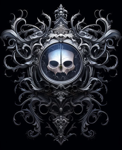 Clock in ornamental frame on white background