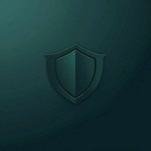 Professional logo with a shield icon on dark green background