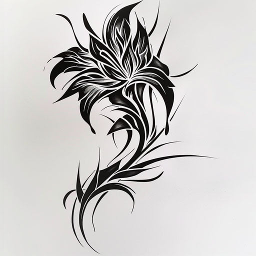 Stylized tribal tattoo design of a November birth flower