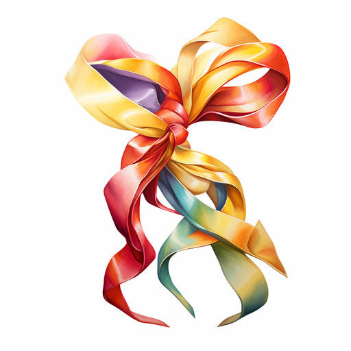 Ribbon clipart in the style of Oil painting, on white background