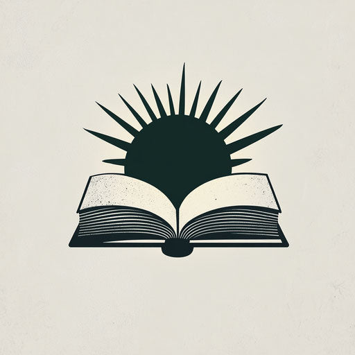 Creative church logo with stylized open Bible and rising sun