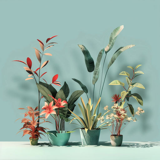 Realistic garden clipart on a serene aqua background