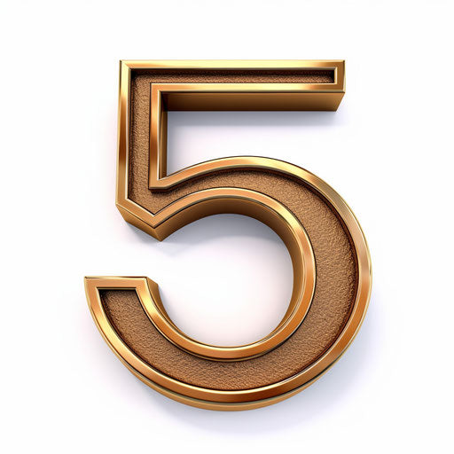 Minimalist number 5 on white background