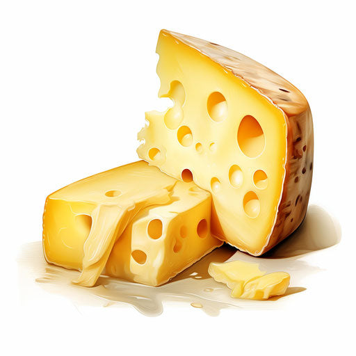 Cheese clipart in the style of oil painting, on a white background