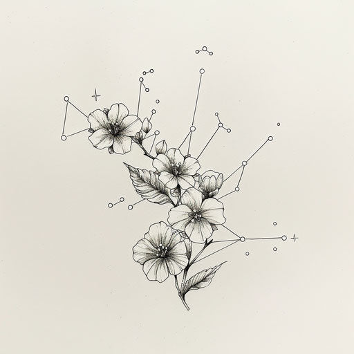 Botanical Cancer Constellation Tattoo Sketch