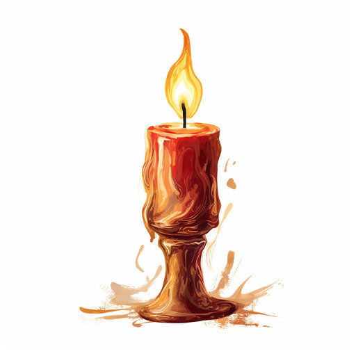Candle illustration in Oil painting style, on white background