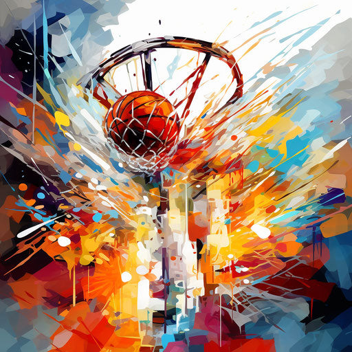 Basketball net clipart in Impressionistic Art style on white