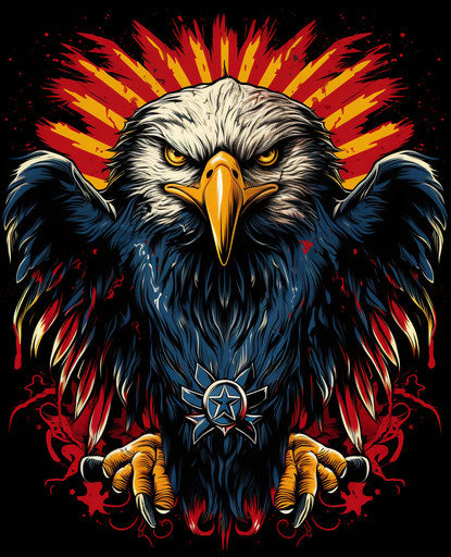 Eagle t-shirt tattoo, Mike Allred style, Spanish school
