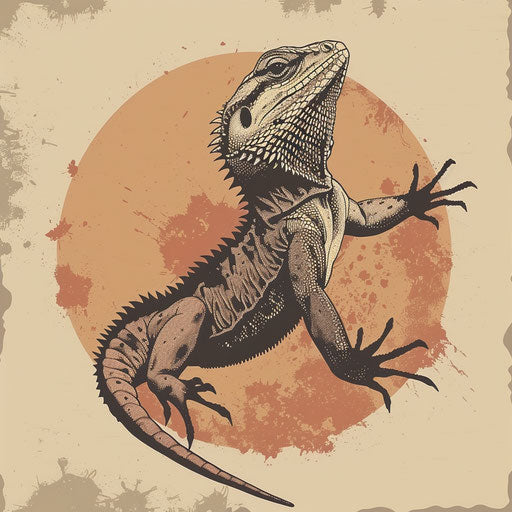 Flat lizard tattoo sketch with rustic earth tones