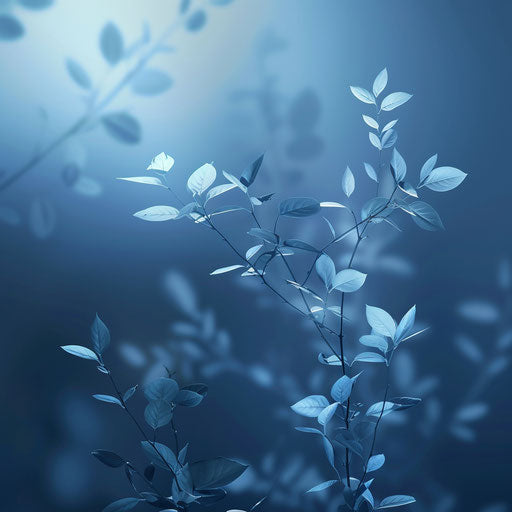 Realistic morning blooms on flat indigo background