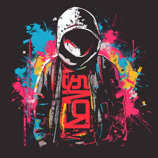 Fashion brand logo with graffiti elements and urban colors