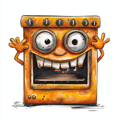 Engaging Oven Caricature Clipart for Creative Projects