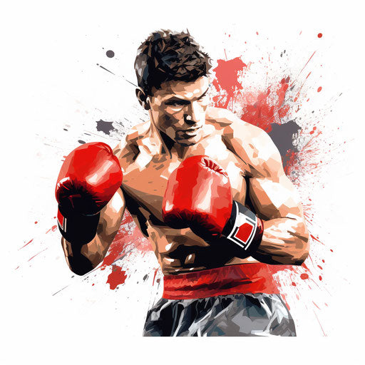 Boxing clipart in the style of Chiaroscuro Art, on a white background