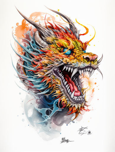 Hand crafted Chinese tattoo design of a dragon